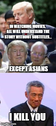 I imagine their faces when they watch movies... -_- | IN WATCHING MOVIES, ALL WILL UNDERSTAND THE STORY WITHOUT SUBTITLES... EXCEPT ASIANS; I KILL YOU | image tagged in memes,funny memes,asian,movies,subtitle,true story | made w/ Imgflip meme maker