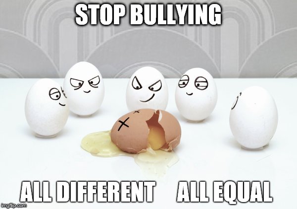 Bullying | STOP BULLYING; ALL DIFFERENT     ALL EQUAL | image tagged in bullying | made w/ Imgflip meme maker
