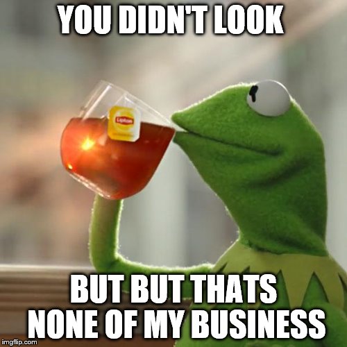 But That's None Of My Business Meme | YOU DIDN'T LOOK; BUT BUT THATS NONE OF MY BUSINESS | image tagged in memes,but thats none of my business,kermit the frog | made w/ Imgflip meme maker