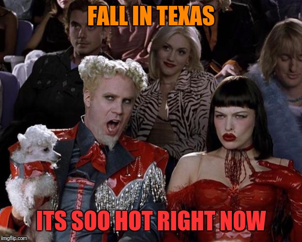 Mugatu So Hot Right Now Meme | FALL IN TEXAS; ITS SOO HOT RIGHT NOW | image tagged in memes,mugatu so hot right now | made w/ Imgflip meme maker