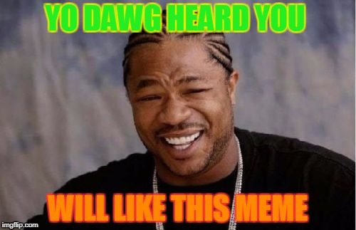 Yo Dawg Heard You Meme | YO DAWG HEARD YOU; WILL LIKE THIS MEME | image tagged in memes,yo dawg heard you | made w/ Imgflip meme maker