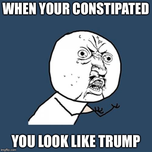 Y U No Meme | WHEN YOUR CONSTIPATED; YOU LOOK LIKE TRUMP | image tagged in memes,y u no | made w/ Imgflip meme maker