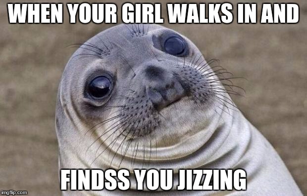 Awkward Moment Sealion Meme | WHEN YOUR GIRL WALKS IN AND; FINDSS YOU JIZZING | image tagged in memes,awkward moment sealion | made w/ Imgflip meme maker
