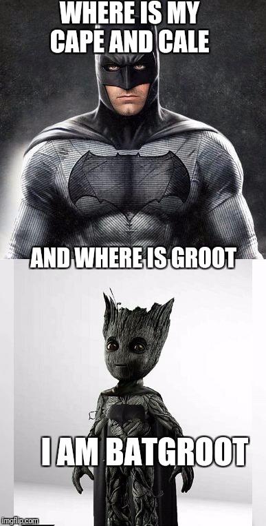 This is my  part of Batman and  groot  | WHERE IS MY CAPE AND CALE; AND WHERE IS GROOT; I AM BATGROOT | image tagged in comic book | made w/ Imgflip meme maker