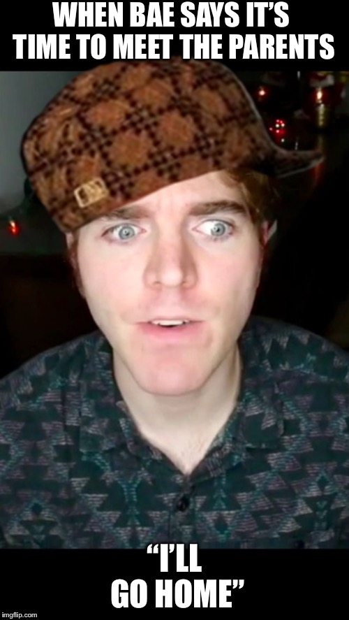 Shane Dawson Paused  | WHEN BAE SAYS IT’S TIME TO MEET THE PARENTS; “I’LL GO HOME” | image tagged in shane dawson paused,scumbag | made w/ Imgflip meme maker