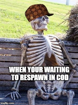 Waiting Skeleton Meme | WHEN YOUR WAITING TO RESPAWN IN COD | image tagged in memes,waiting skeleton,scumbag | made w/ Imgflip meme maker
