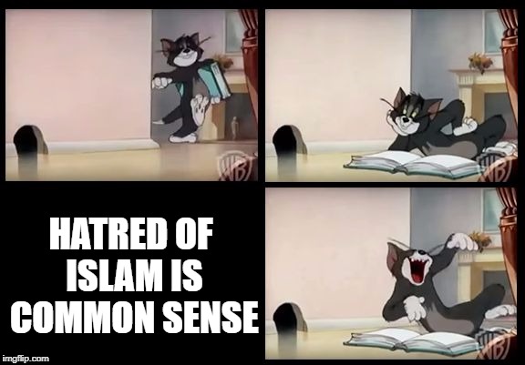 tom and jerry book | HATRED OF ISLAM IS COMMON SENSE | image tagged in tom and jerry book,islam,anti-islamophobia,hatred,common sense,funny | made w/ Imgflip meme maker
