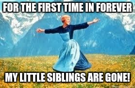 Look At All These Meme | FOR THE FIRST TIME IN FOREVER; MY LITTLE SIBLINGS ARE GONE! | image tagged in memes,look at all these | made w/ Imgflip meme maker