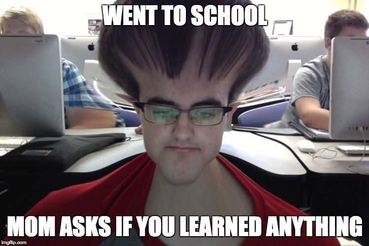 aaaa | WENT TO SCHOOL; MOM ASKS IF YOU LEARNED ANYTHING | image tagged in weird | made w/ Imgflip meme maker