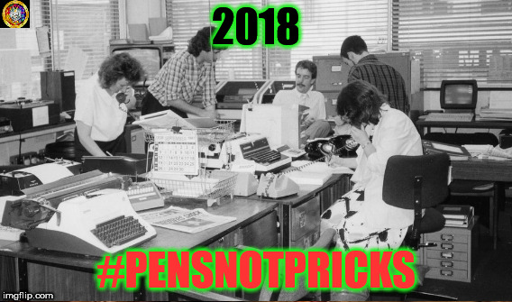 2018 RWO Hashtag #PensNotPricks Stop the click bait, imaginary sources, and overall misleading or malice journalist. | 2018; #PENSNOTPRICKS | image tagged in rwo,2018,pensnotpricks,the factual dragnet,tfd | made w/ Imgflip meme maker