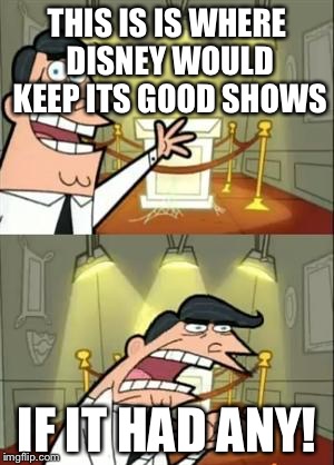 This Is Where I'd Put My Trophy If I Had One | THIS IS IS WHERE DISNEY WOULD KEEP ITS GOOD SHOWS; IF IT HAD ANY! | image tagged in memes,this is where i'd put my trophy if i had one | made w/ Imgflip meme maker