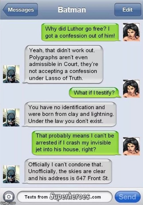 What if the Justice League all got cell phones? - Superhero Week, a Pipe_Picasso and Madolite event Nov 12-18th. | image tagged in justice league,texting,batman,wonder woman | made w/ Imgflip meme maker