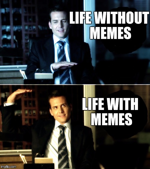 LIFE WITHOUT MEMES; LIFE WITH MEMES | image tagged in ashi | made w/ Imgflip meme maker