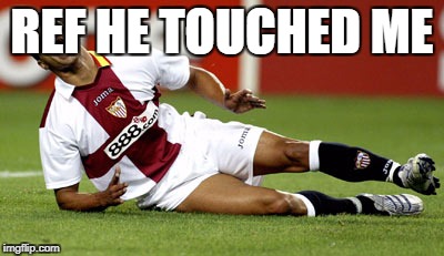 Hurt soccer player | REF HE TOUCHED ME | image tagged in hurt soccer player | made w/ Imgflip meme maker
