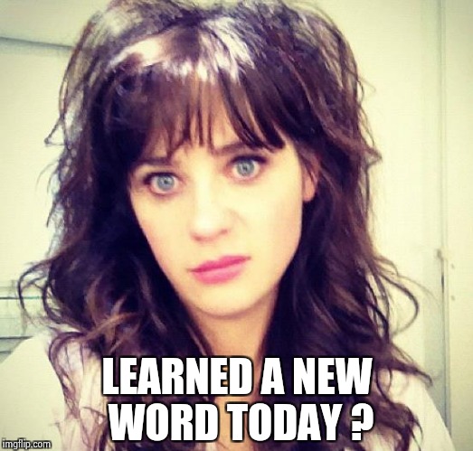 Zooey Deschanel | LEARNED A NEW WORD TODAY ? | image tagged in zooey deschanel | made w/ Imgflip meme maker