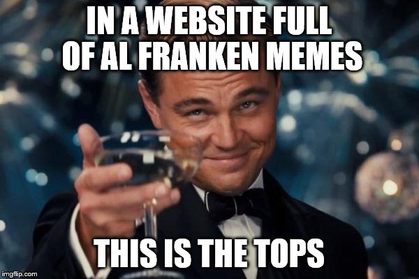 Leonardo Dicaprio Cheers Meme | IN A WEBSITE FULL OF AL FRANKEN MEMES THIS IS THE TOPS | image tagged in memes,leonardo dicaprio cheers | made w/ Imgflip meme maker
