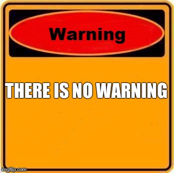 Warning Sign Meme | THERE IS NO WARNING | image tagged in memes,warning sign | made w/ Imgflip meme maker