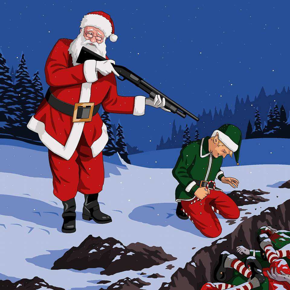 High Quality Santa Shooting Elf Blank Meme Template