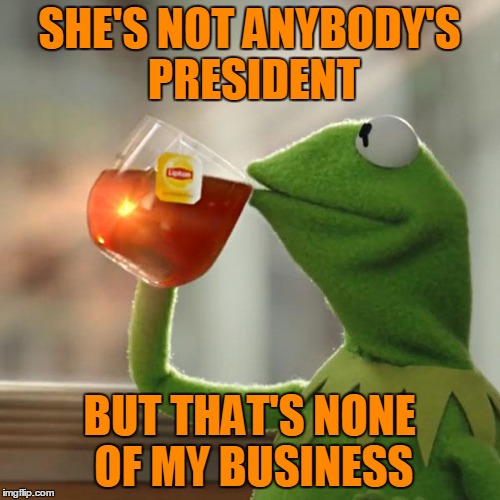 But That's None Of My Business Meme | SHE'S NOT ANYBODY'S PRESIDENT BUT THAT'S NONE OF MY BUSINESS | image tagged in memes,but thats none of my business,kermit the frog | made w/ Imgflip meme maker