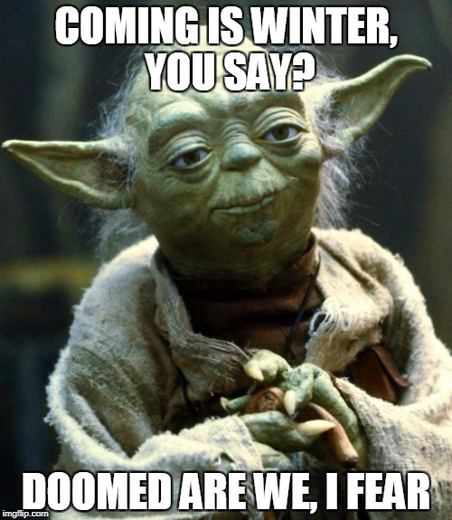 Star Wars Yoda Meme | COMING IS WINTER, YOU SAY? DOOMED ARE WE, I FEAR | image tagged in memes,star wars yoda | made w/ Imgflip meme maker