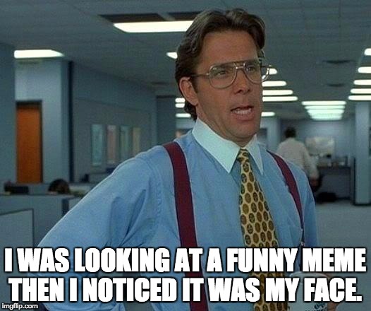That Would Be Great Meme | I WAS LOOKING AT A FUNNY MEME THEN I NOTICED IT WAS MY FACE. | image tagged in memes,that would be great | made w/ Imgflip meme maker