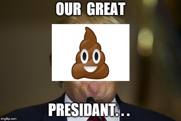 Our president! | OUR  GREAT; PRESIDANT. . . | image tagged in poop emoji,trump,funny faces | made w/ Imgflip meme maker