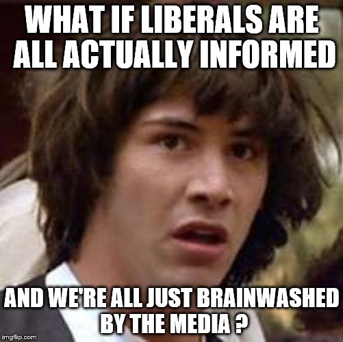 What if | WHAT IF LIBERALS ARE ALL ACTUALLY INFORMED; AND WE'RE ALL JUST BRAINWASHED BY THE MEDIA ? | image tagged in what if | made w/ Imgflip meme maker