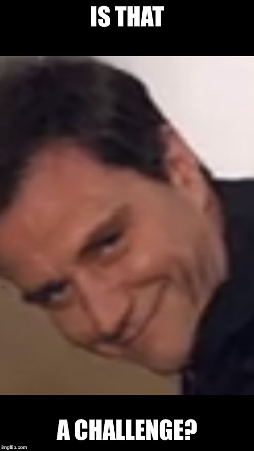 Smug smile | IS THAT A CHALLENGE? | image tagged in smug smile | made w/ Imgflip meme maker