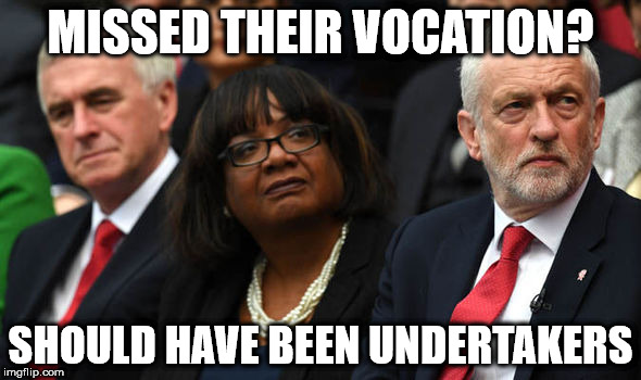 The undertakers | MISSED THEIR VOCATION? SHOULD HAVE BEEN UNDERTAKERS | image tagged in corbyn mcdonnell abbott undertakers grave diggers | made w/ Imgflip meme maker