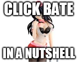 CLICK BATE; IN A NUTSHELL | image tagged in click bait,anime girl | made w/ Imgflip meme maker