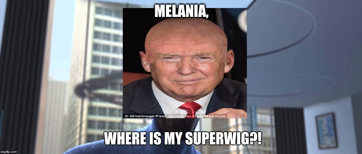 Frozone Where's My Supersuit | MELANIA, WHERE IS MY SUPERWIG?! | image tagged in frozone where's my supersuit | made w/ Imgflip meme maker