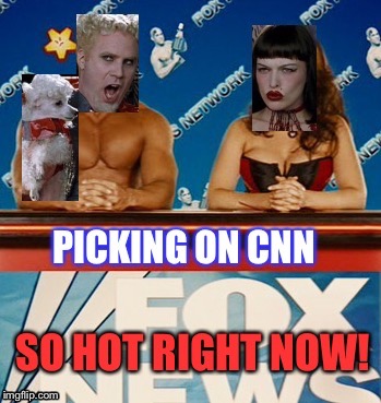Here Is the News: Another Action-Filled Adventure! | image tagged in mugatu so hot right now,cnn,fox news,idiocracy | made w/ Imgflip meme maker