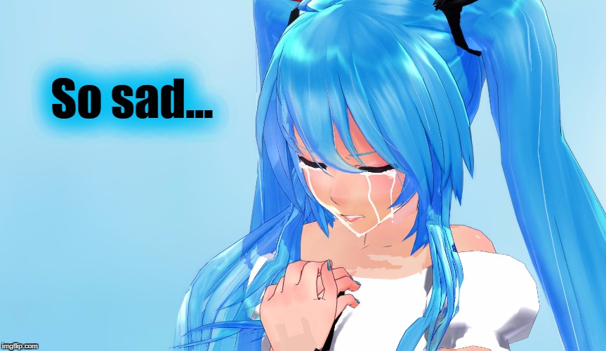 Sad Miku | . | image tagged in hatsune miku,sad,crying,anime,vocaloid,tears | made w/ Imgflip meme maker