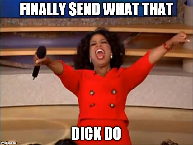 Oprah You Get A Meme | FINALLY SEND WHAT THAT; DICK DO | image tagged in memes,oprah you get a | made w/ Imgflip meme maker
