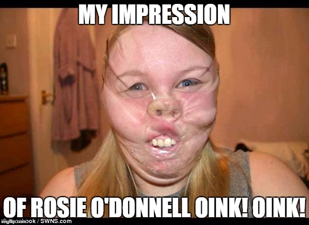 MY IMPRESSION; OF ROSIE O'DONNELL OINK! OINK! | image tagged in memes,rosie o'donnell,funny memes | made w/ Imgflip meme maker