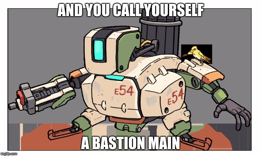 Overwatch | AND YOU CALL YOURSELF; A BASTION MAIN | image tagged in overwatch | made w/ Imgflip meme maker