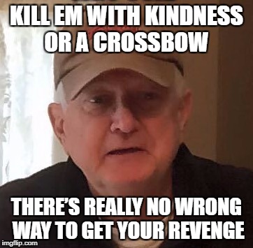 Dan For Memes | KILL EM WITH KINDNESS OR A CROSSBOW; THERE’S REALLY NO WRONG WAY TO GET YOUR REVENGE | image tagged in dan for memes | made w/ Imgflip meme maker