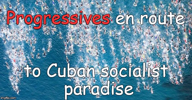 Swimmers in flight | Progressives en route to Cuban socialist paradise Progressives | image tagged in swimmers in flight | made w/ Imgflip meme maker