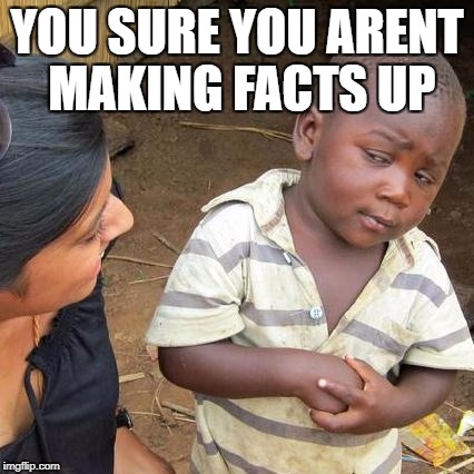 Third World Skeptical Kid Meme | YOU SURE YOU ARENT MAKING FACTS UP | image tagged in memes,third world skeptical kid | made w/ Imgflip meme maker