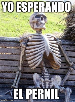 Waiting Skeleton Meme | YO ESPERANDO; EL PERNIL | image tagged in memes,waiting skeleton | made w/ Imgflip meme maker
