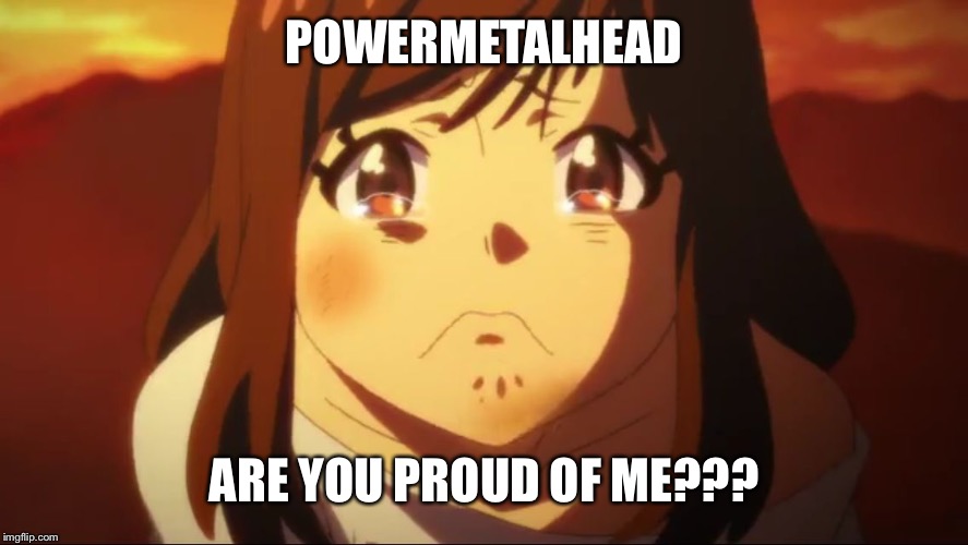 Sad anime face 1 | POWERMETALHEAD ARE YOU PROUD OF ME??? | image tagged in sad anime face 1 | made w/ Imgflip meme maker