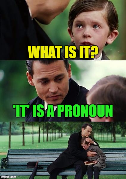 Smug asshole. | WHAT IS IT? 'IT' IS A PRONOUN | image tagged in memes,finding neverland,funny,troll | made w/ Imgflip meme maker