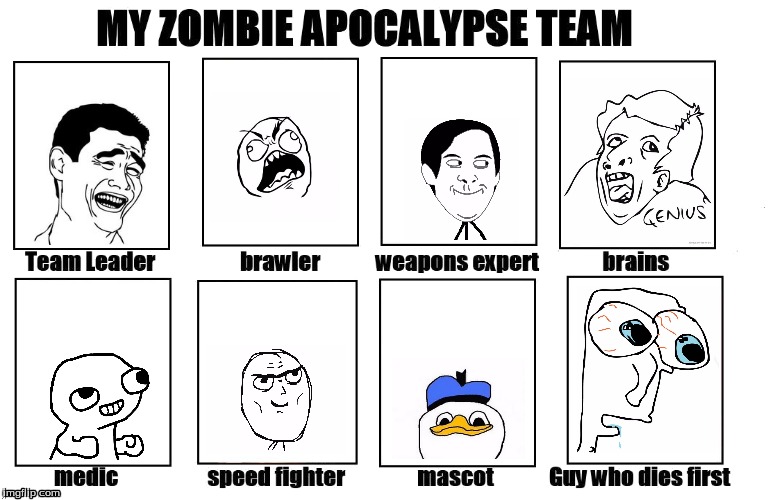 My Zombie Apocalypse Team | image tagged in funny memes | made w/ Imgflip meme maker