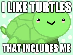 Turtle Memes | I LIKE TURTLES; THAT INCLUDES ME | image tagged in turtles,funny memes,i like turtles | made w/ Imgflip meme maker