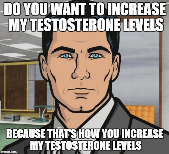 Archer Meme | DO YOU WANT TO INCREASE MY TESTOSTERONE LEVELS; BECAUSE THAT'S HOW YOU INCREASE MY TESTOSTERONE LEVELS | image tagged in memes,archer | made w/ Imgflip meme maker