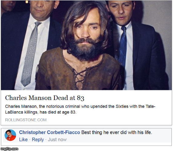 Manson Dead | image tagged in manson | made w/ Imgflip meme maker