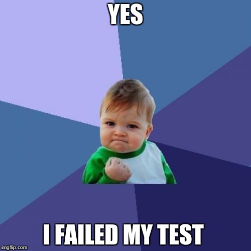 Success Kid Meme | YES; I FAILED MY TEST | image tagged in memes,success kid | made w/ Imgflip meme maker