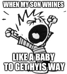 Annoyed Calvin | WHEN MY SON WHINES; LIKE A BABY TO GET HYIS WAY | image tagged in annoyed calvin | made w/ Imgflip meme maker