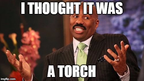 Steve Harvey Meme | I THOUGHT IT WAS A TORCH | image tagged in memes,steve harvey | made w/ Imgflip meme maker