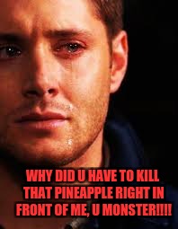 Pineapples | WHY DID U HAVE TO KILL THAT PINEAPPLE RIGHT IN FRONT OF ME, U MONSTER!!!! | image tagged in pineapples | made w/ Imgflip meme maker